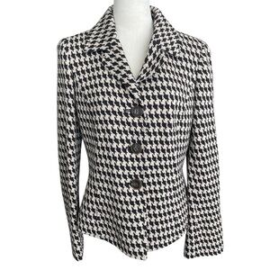 Dana Buchman Java Soy Houndstooth Wool Blend Blazer Women 6 NWT